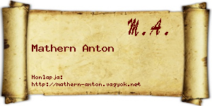Mathern Anton névjegykártya